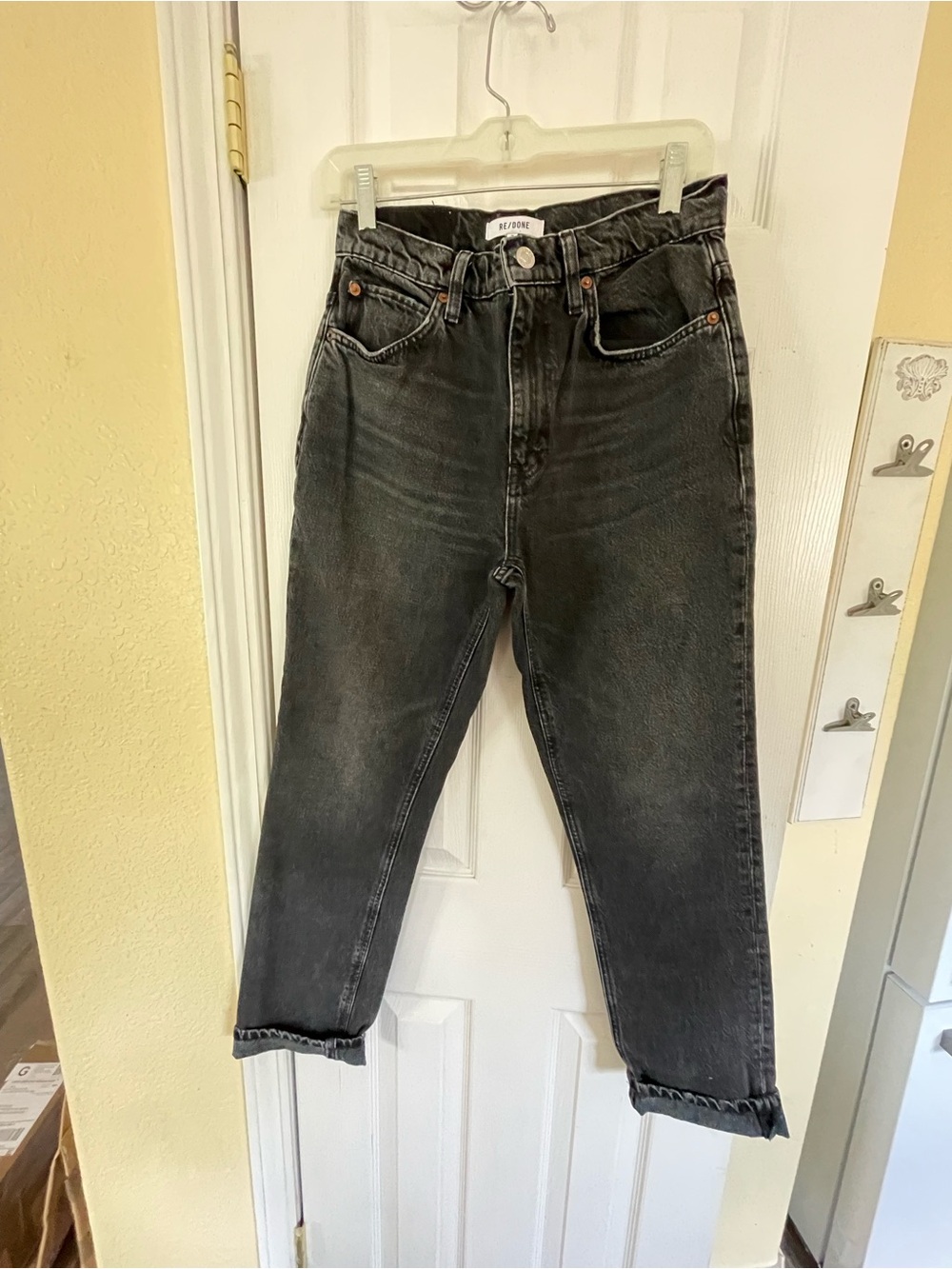 Re/Done Black Washed Relaxed Jeans